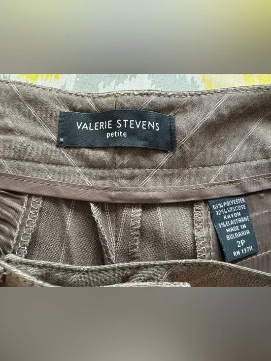 Valerie Stevens Brown Pinstripe Wide-Leg Men's Pants - Picture 2 of 4